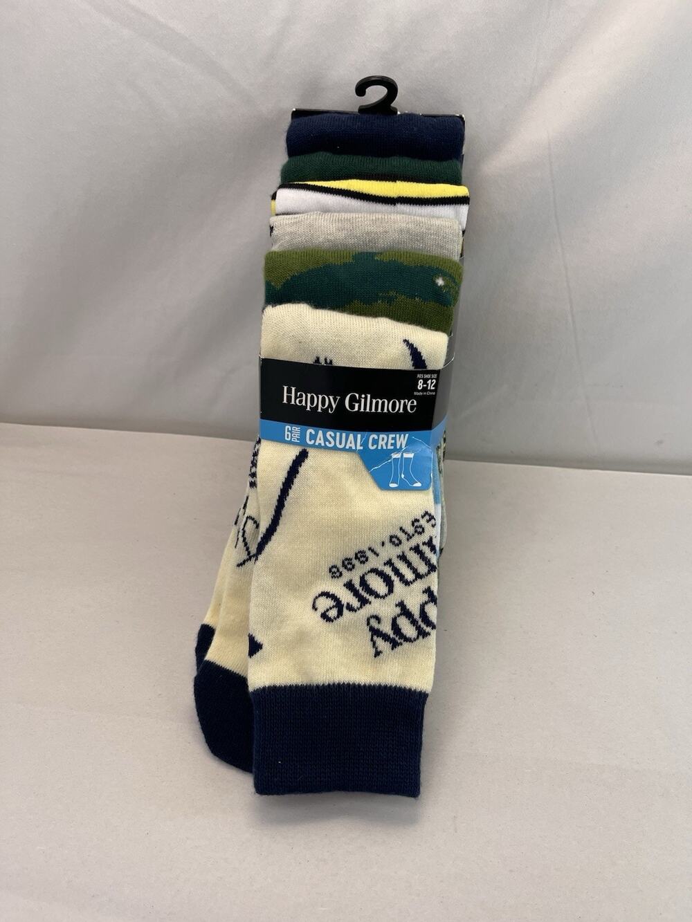 Happy Gilmore Mens Casual Crew Socks 6 Pack Bioworld Golf Movie Shoe Size 8-12